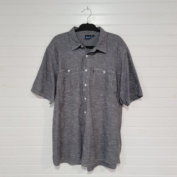 Kavu Mens Short Sleeve Button Up Shirt Size XXL Cotton Minimalist Neutral Gray - Picture 1 of 9